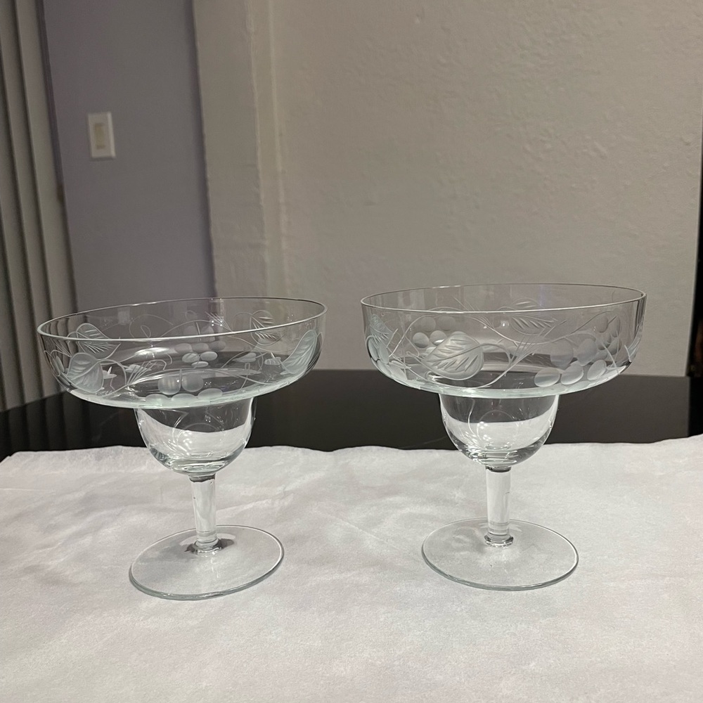 Vintage etched daiquiri glasses